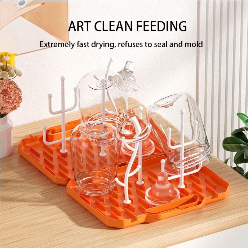 (SHIPPINBG) Rak Pengering Botol Susu / Dot Bayi Portable 24 Jam Dapat Dilipat