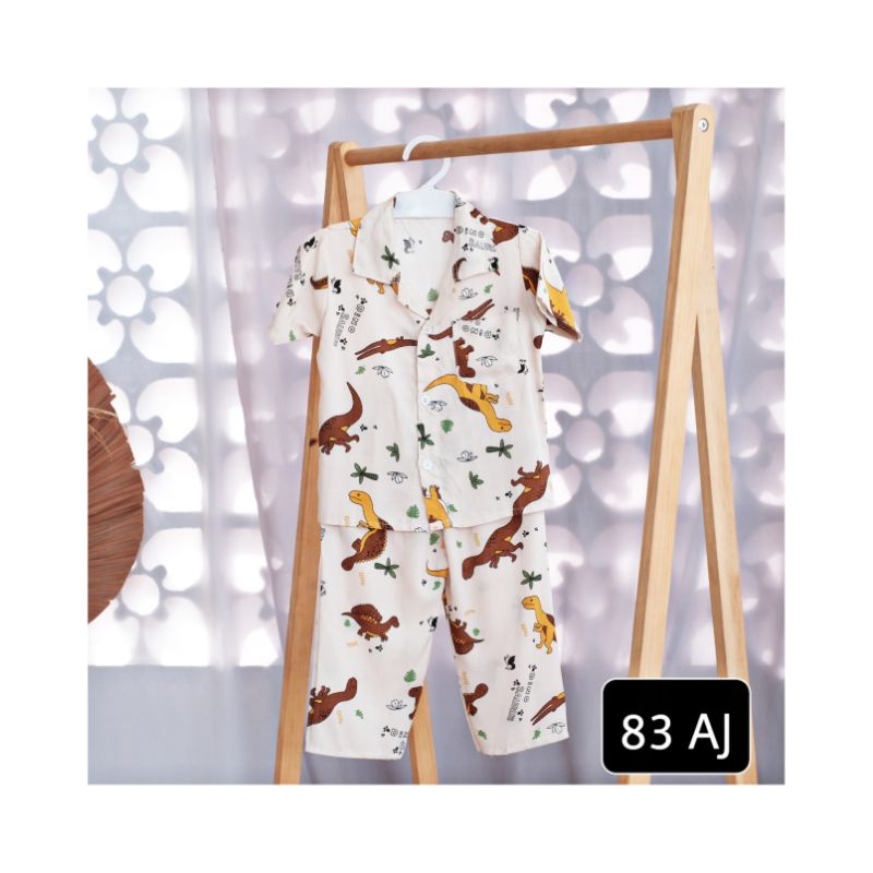 Setelan baju piyama anak rayon / baju pendek celana panjang / baju tidur anak