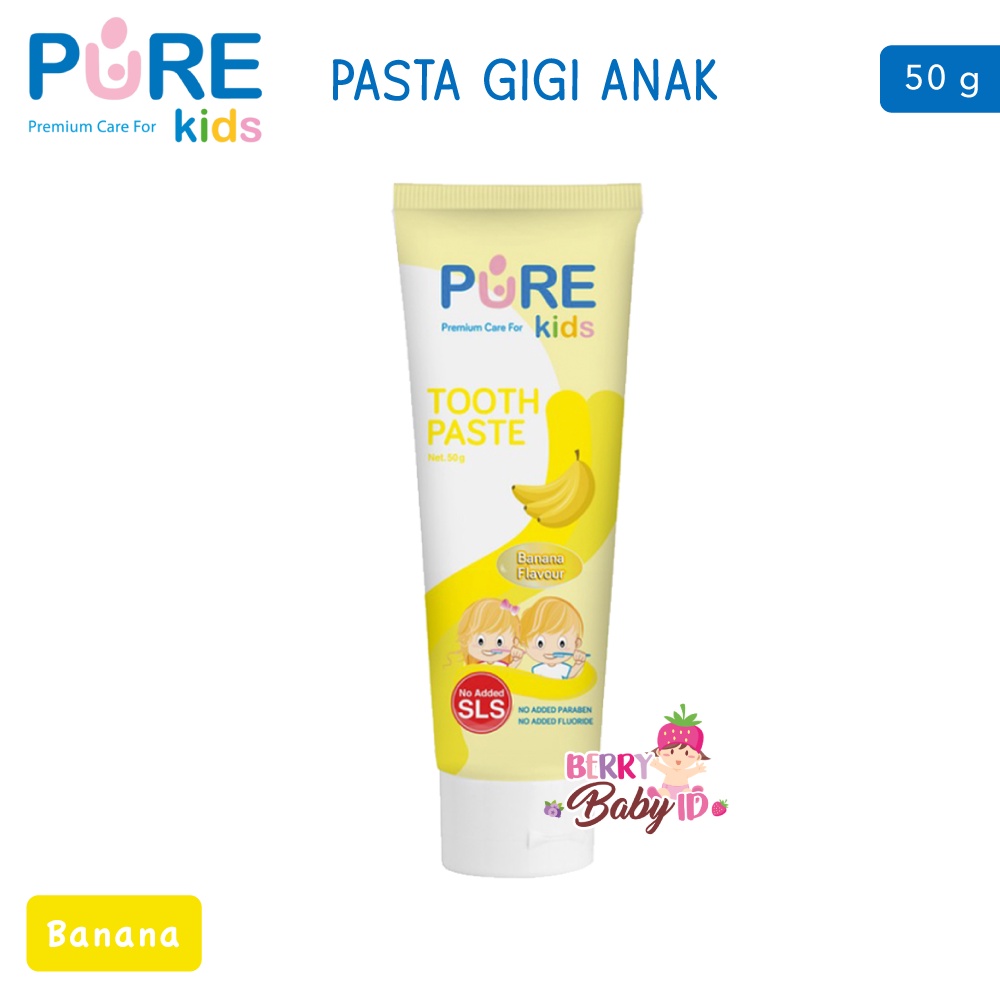 PureBB Baby Kids Toothpaste Pasta Gigi Bayi Anak 50 g Banana Strawberry Orange Pure Baby Pure BB Berry Mart