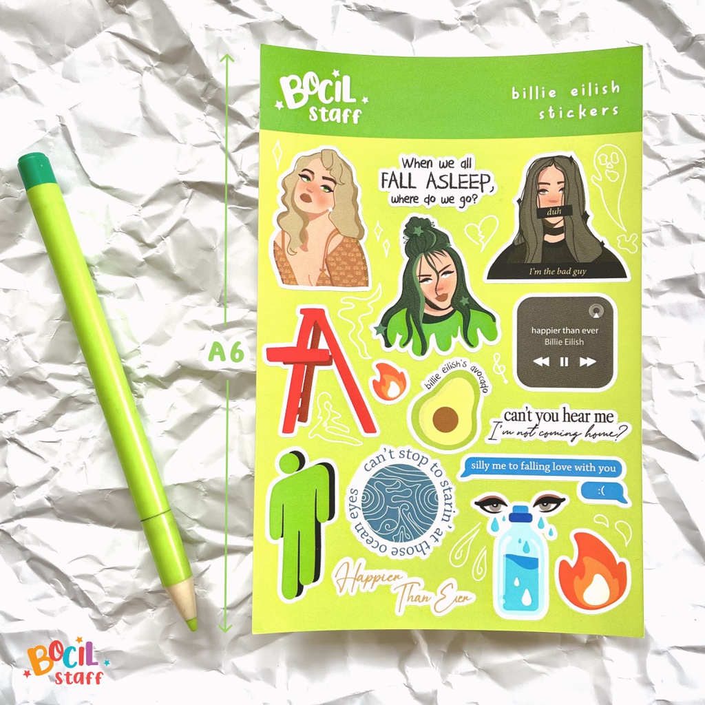 

[bocilstaff] STIKER AESTHETIC Billie Eilish | Sticker Hp| Stiker Diary| Stiker Laptop| Jurnal| Stiker Kawaii| Stiker Custom