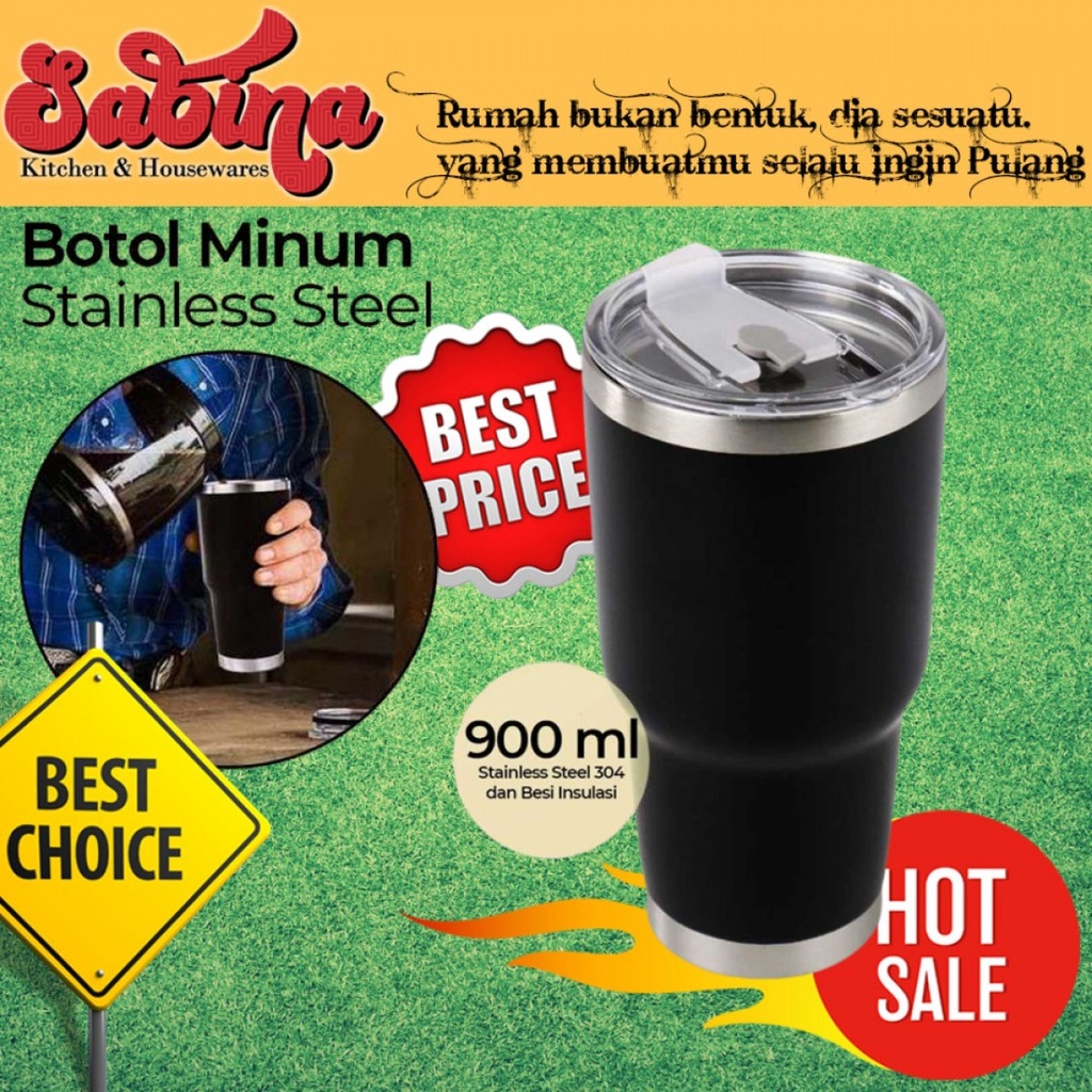 Botol Minum Tumbler Stainless Steel Gelas Kopi Teh 900ml