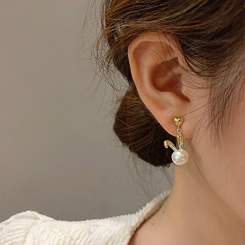 Anting Kelinci Mutiara Lucu Untuk Wanita Aksesoris Korea