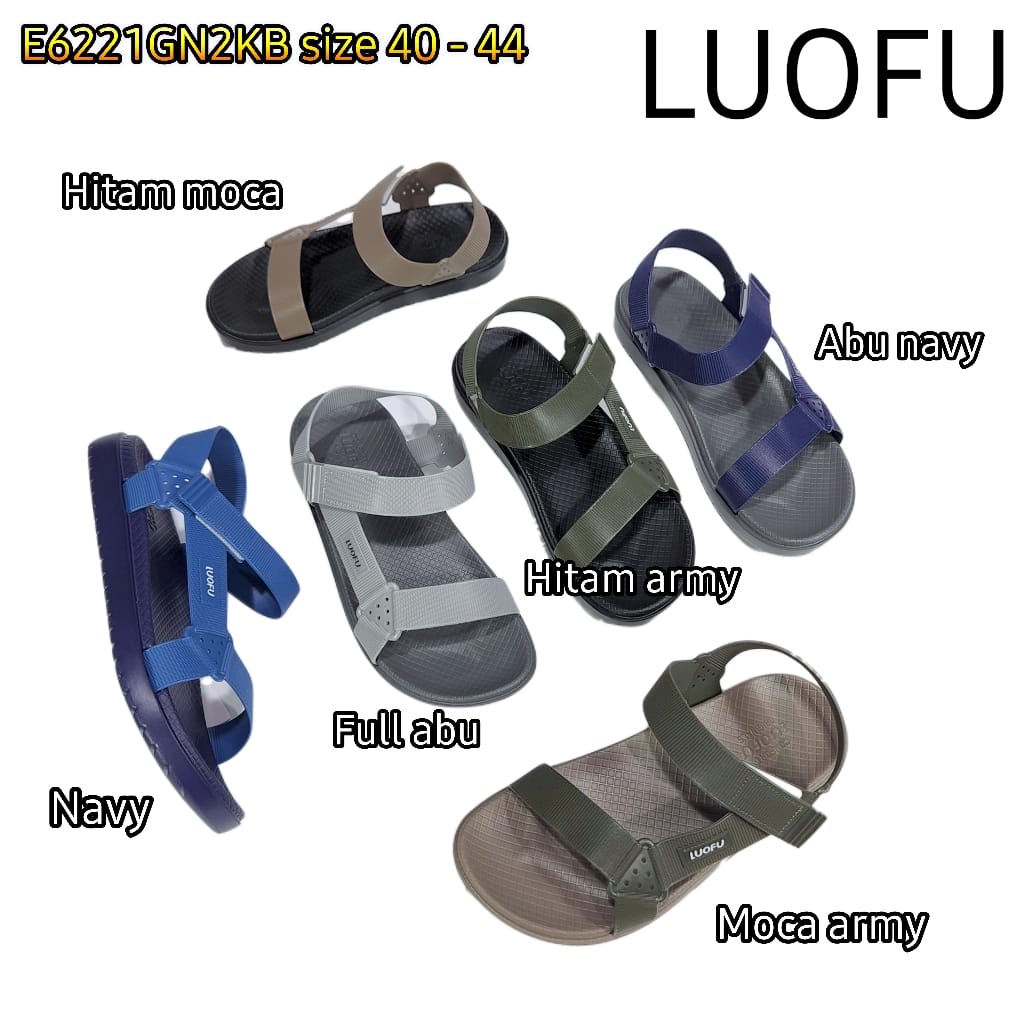 LUOFU ORIGINAL jelly sandal karet empuk murah pria sendal tali cowok import E6221GN2KB