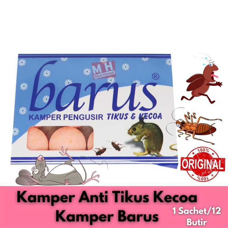 Kamper Kapur Barus Anti Tikus Kecoak 1 Pack 12 PCS Kapur Barus Kamper Penghilang Kecoa Tikus