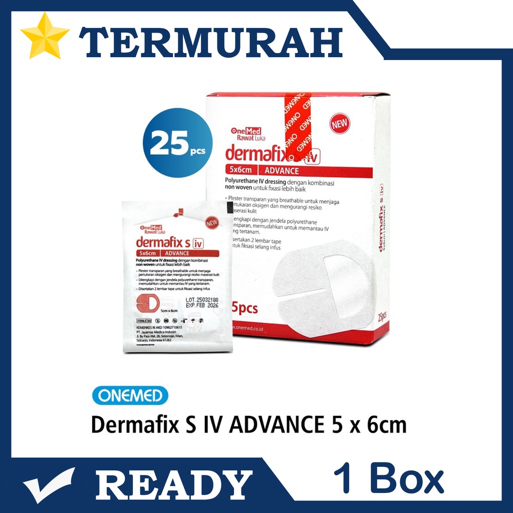 Dermafix S IV Dressing Advance 5 x 6 Cm OneMed box isi 25pcs