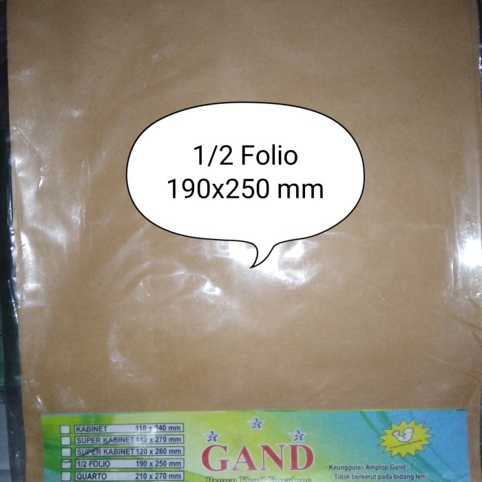 

Cantik Amplop Coklat 1/2 Folio Uk. 19X25 Cm Murah