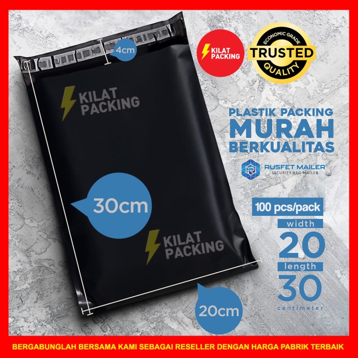 

Hemat Polymailer Ekonomis Hitam 20X30 - Plastik Packing Online Murah 100 Pcs Bergaransi