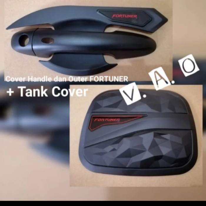 [BAYAR DIRUMAH] Paket Handle Outer  Tank Cover All New Fortuner Hitam Doff 2016-2021 / Perlengkapan 
