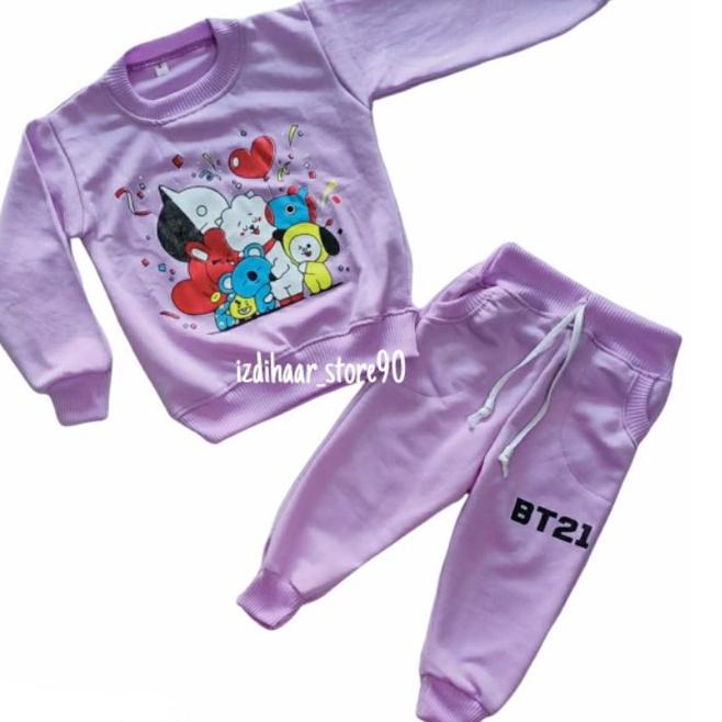✓ SETELAN JOGER SWITER ANAK MOTIF BTS UNGU 1-6 TAHUN / SETELAN TRAINING / BAJU OLAHRAGA ANAK Trend
