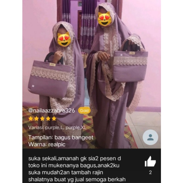 Mukena anak perempuan 2in1 risleting aktive Azira series bisa couple