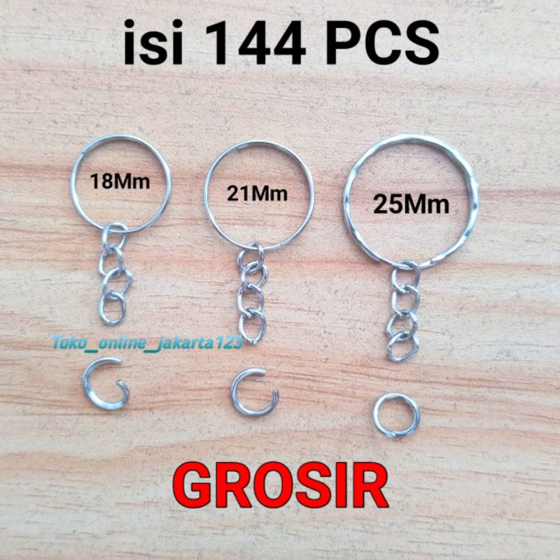 Ring gantungan kunci Kembang uk 25mm Ring Nikel gerigi isi 144 pcs Ring ganci Rantai aksesoris souve