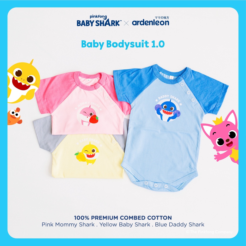 Baju Bayi Romper Bodysuit Jumper Segitiga Ardenleon Pinkfong Baby Shark 0 -18 Bulan