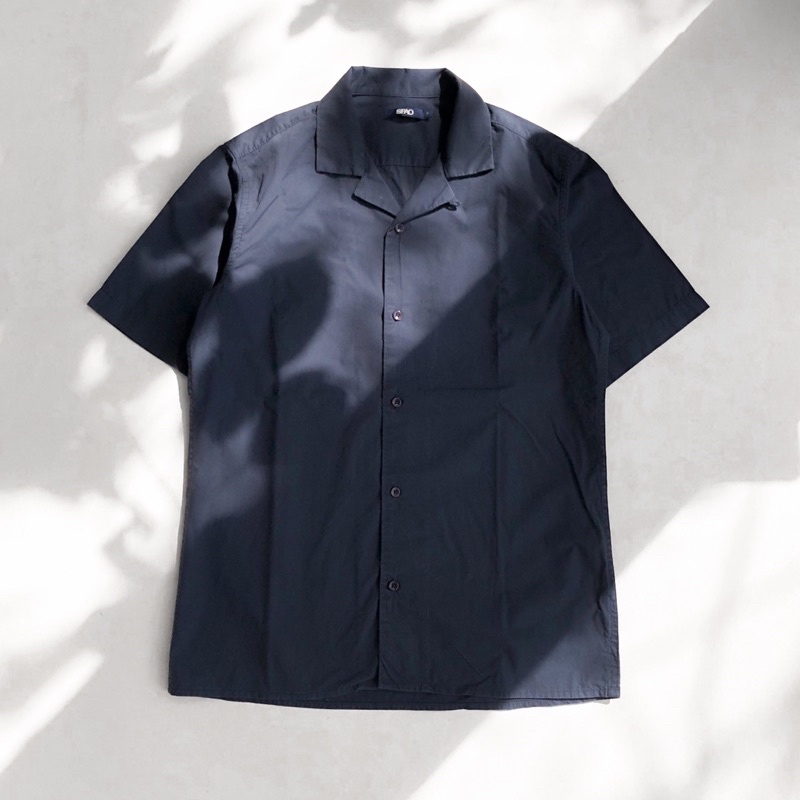 spao open collar shirt navy
