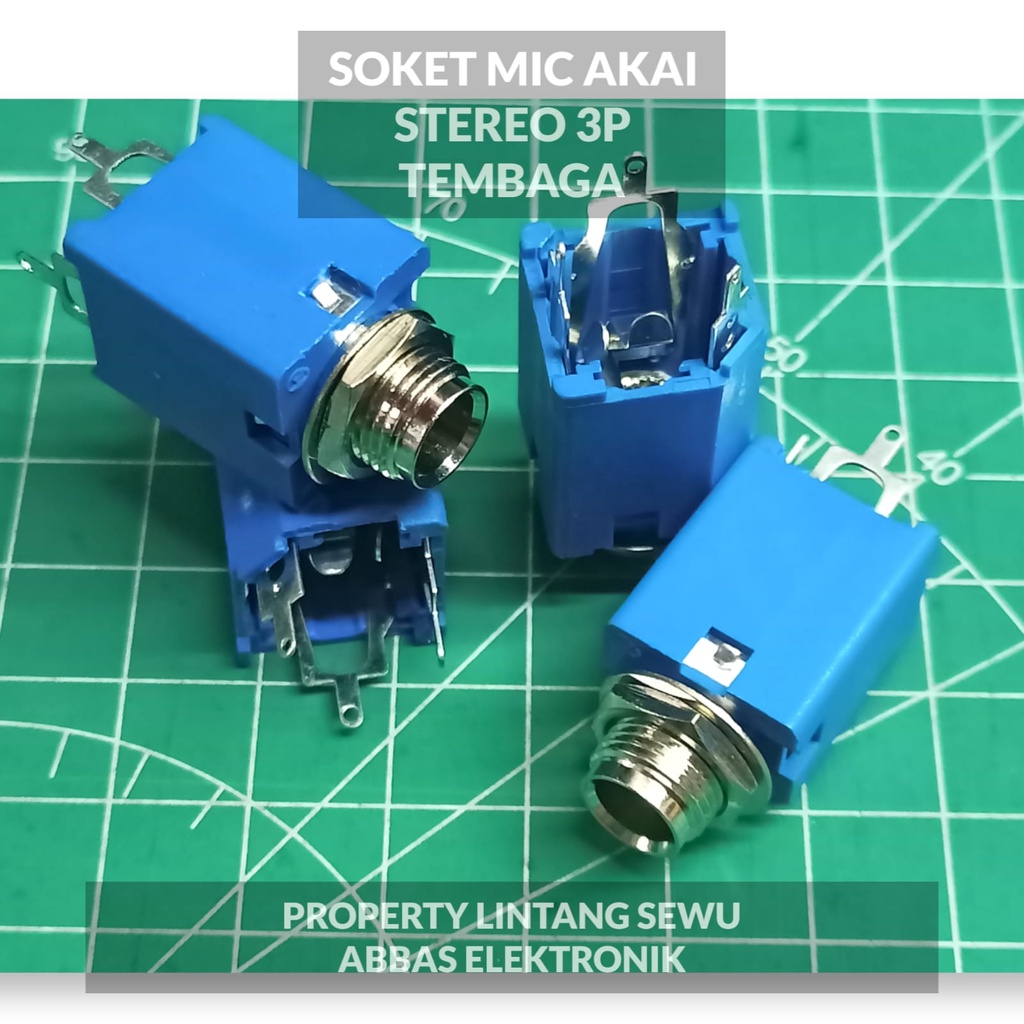 SOKET MIC AKAI STEREO BIRU BAGUS