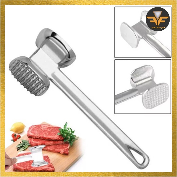 Palu Daging Pelembut Pelunak Daging Stainless Steel Penumbuk Penghalus Daging Meat Hammer Stainless Steel Alat Gepuk Daging TERMMURAH TERLARIS