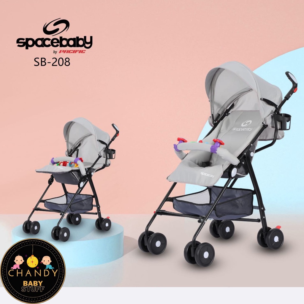 STROLLER SPACE BABY SB 208 ADA MAINAN DI FRONTBAR DAN CUP FOLDER UNTUK BOTOL