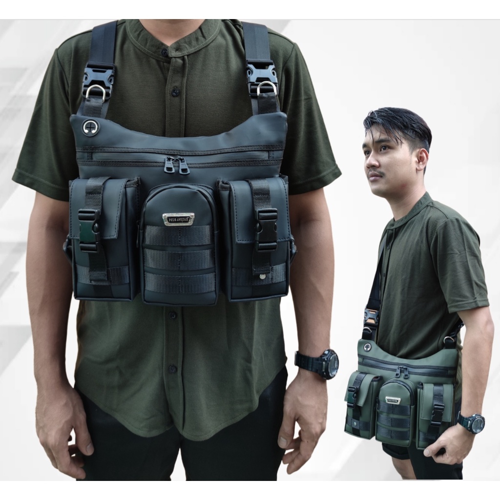 Tas Dada ANTI AIR 2 Fungsi Polo Amstar Tas Dada &amp; Selempang Bahan Ballon Tebal Anti Air Premium Quality Tas Pria Wanita Chest Bag