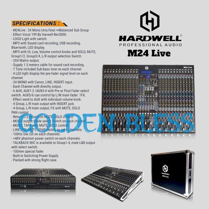 Mixer Audio Hardwell M24 / M 24 Live Mixer Audio 24 Channel Original