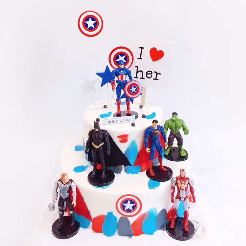 6pcs / Set Mainan Action Figure Super Hero The Avengers Thor Captain America Bahan PVC Untuk Koleksi