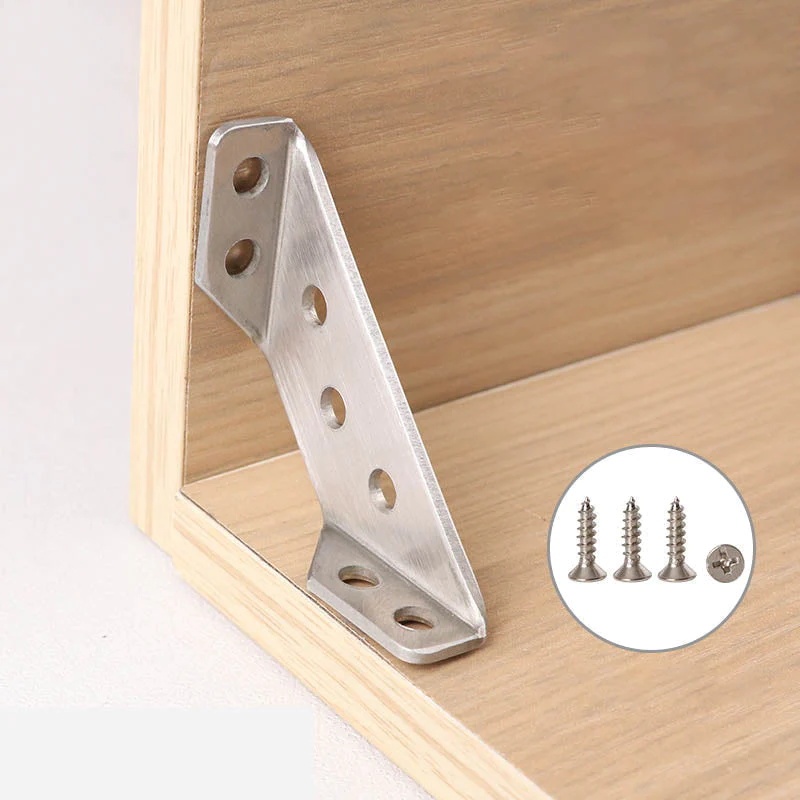 Bracket Konektor Sudut Furniture Universal Bentuk Segitiga Bahan Stainless Steel