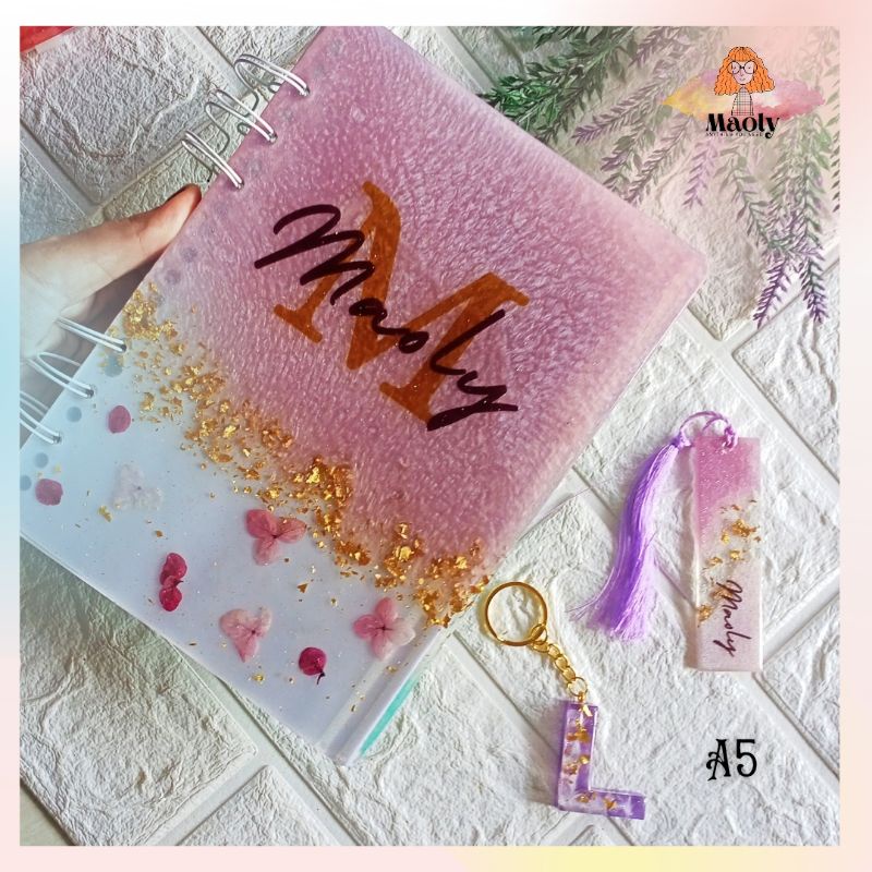 

Resin Cover Book Binder Agenda Notebook A7 A6 A5 Aestethic Custom Foto Nama Logo Display Properti Foto Sovenir Kado Hadiah Art Hampers Mini