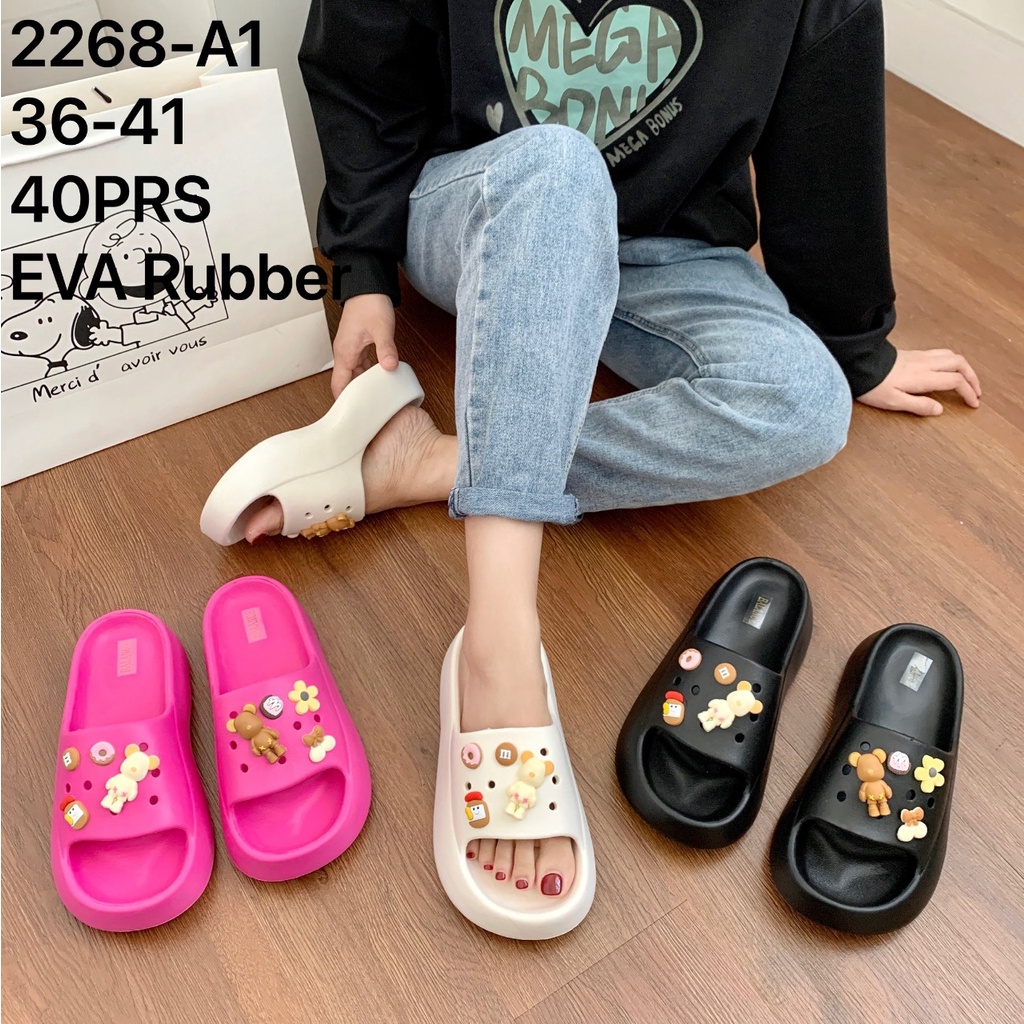 Sandal Wedges Jelly Tebal Balance EVA Rubber 7002 2268 Empuk Sandal Import / SANDAL FUJI