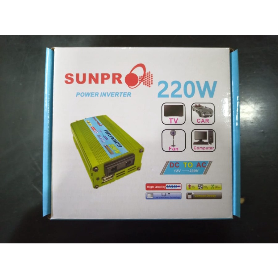 COD Power Inverter Sunpro 220 WATT DC To AC 12V 220V High Performance