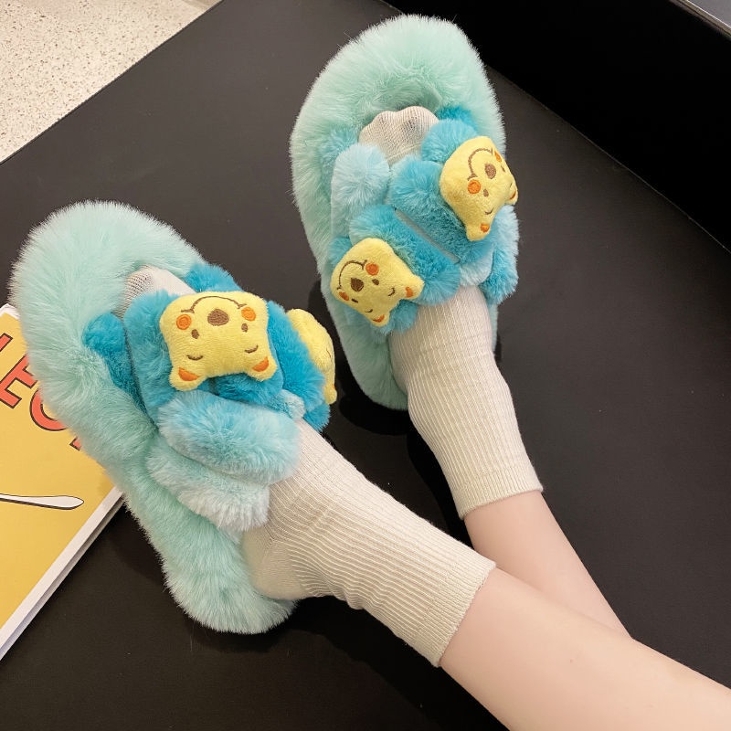 Sandal beruang stroberi wanita memakai pakaian luar dalam pasang 2022 musim gugur dan musim dingin b