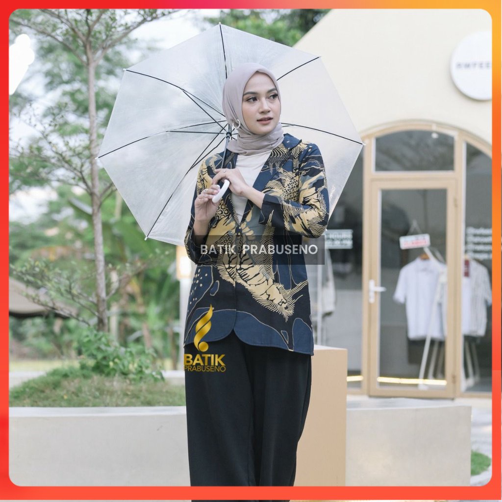 LORENZA Atasan Batik Wanita Lengan Panjang Original Ori Prabuseno Modern Premium Jumbo Big Size Full