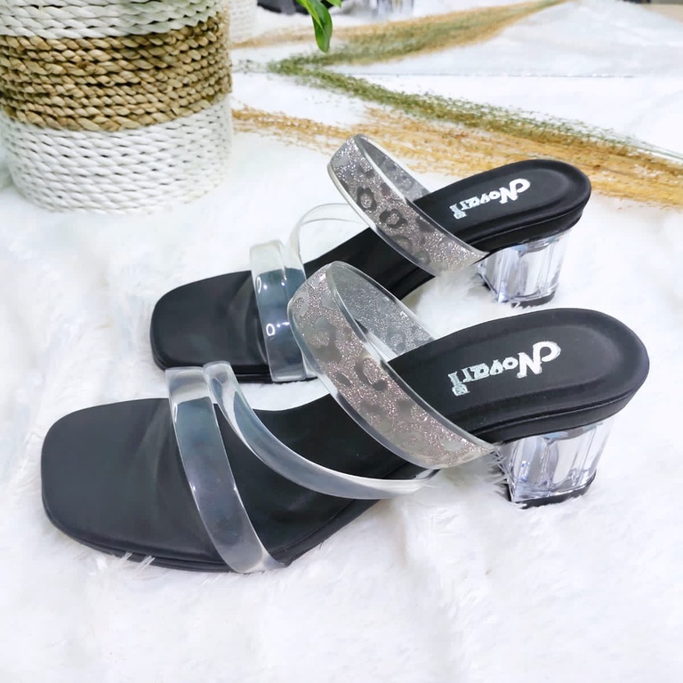 Sandal Wanita High Heels Kaca 5cm - Novari H04