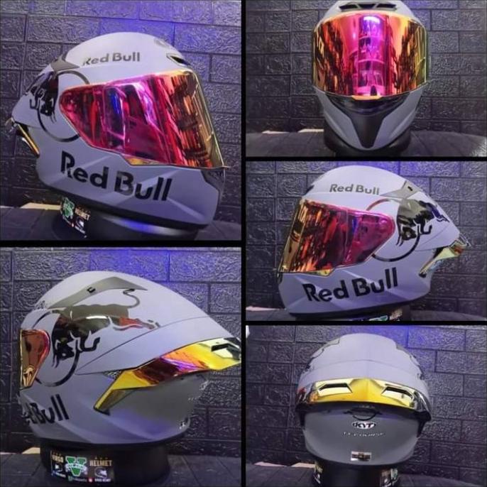 HELM KYT TT COURSE GORILA GREY STIKER REDBULL PAKET GANTENG