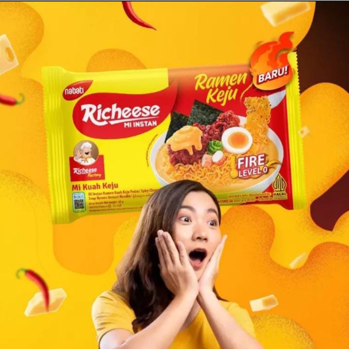 

Mie richeese mie kuah ramen keju level 0 / mie richeese level 0 / kuah ramen keju richeese nabati