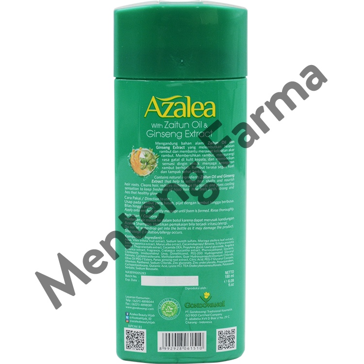 Azalea Hijab Shampoo With Zaitun Oil And Ginseng Extract 180 ML - Perawatan Rambut Rontok