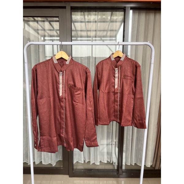 Koko Couple Ayah Anak lengan panjang Utsman warna Merah Marun Maroon