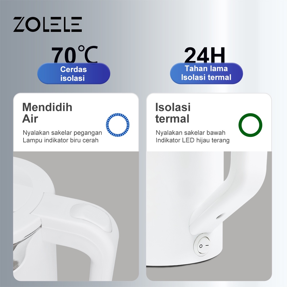 ZOLELE Electric Kettle Listrik Multifungsi 1.7L Kaca Thermo Pots 24 Jam Water Heaters Tea Dispenser Pot Air Panas Thermos Listrik Digital Electric Kettle Boiling Tahan Panas Termos Air Panas Teko ZH100