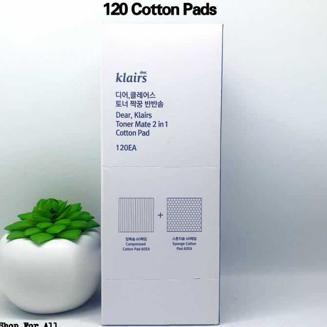 DEAR KLAIRS Toner Mate 2 in 1 Cotton Pad - 120ea (Kapas Wajah 2in1)
