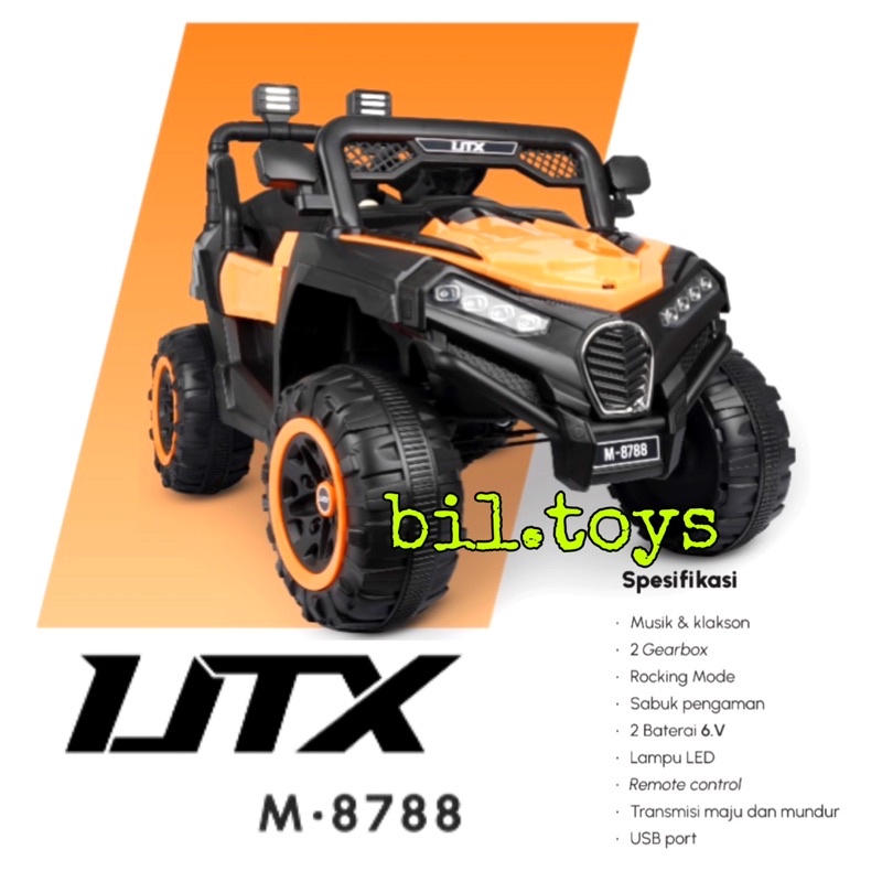 MAINAN MOBIL AKI ANAK 12VOLT UTV UTX PMB 8788 EJP7704 BISA MANUAL DAN REMOTE UTX M8788