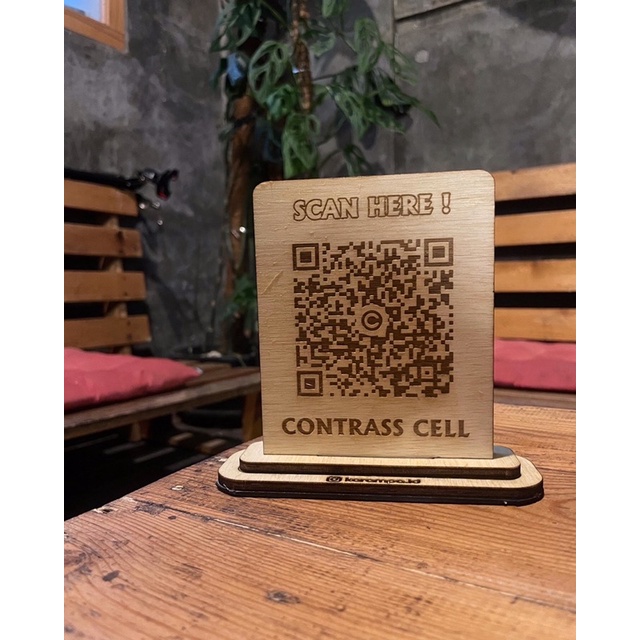 QR Code Sign, Barcode DANA, Papan Barcode Akrilik, Papan Barcode Kayu