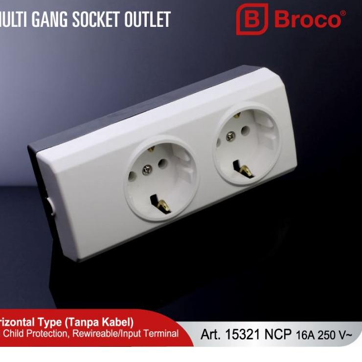 Star STOP KONTAK BROCO 2 LUBANG OB 15321 NCP - STOP KONTAK BROCO 2 LUBANG TEMPEL TEMBOK grosir