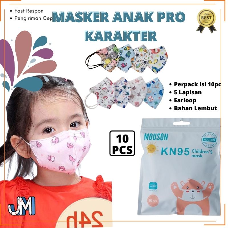 Masker Mouson Pro KN95 Anak Motif Karakter Isi 10Pc Masker KN 95 Mouson N95 Karakter Anak 5Ply JMT