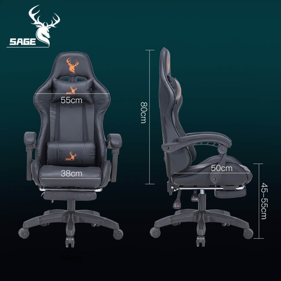 Sage SG-801 Gaming Chair / Kursi Gaming With Footrest