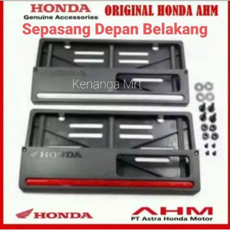 Tempat Cover Dudukan Plat Nomor Motor Honda Original AHM List Merah Putih Terlaris..!!