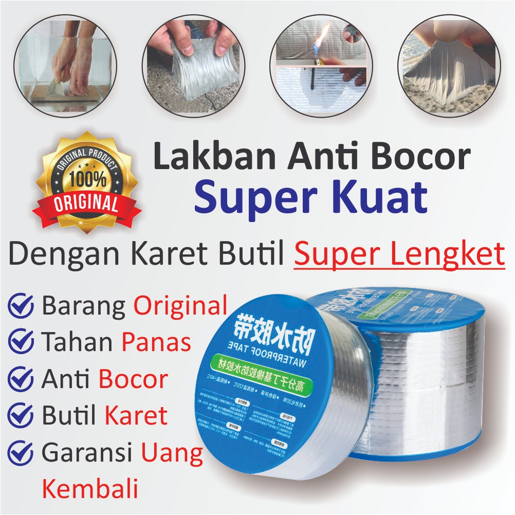 lakban anti bocor aluminium foil tape waterproof tahan panas butyl