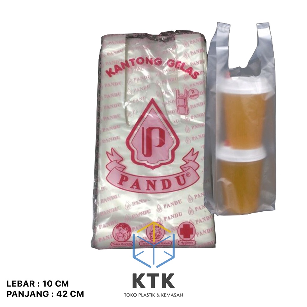 Kantong Plastik 2 Cup Pandu / Kresek Gelas Bening Transparan