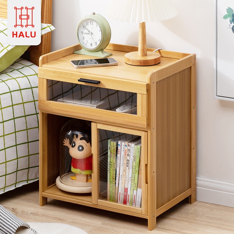 HALU Meja Nakas Kamar Tidur Minimalis Modern Meja Sudut Raung Tamu Rak Buku Meja Nakas Kecil Laci Mu