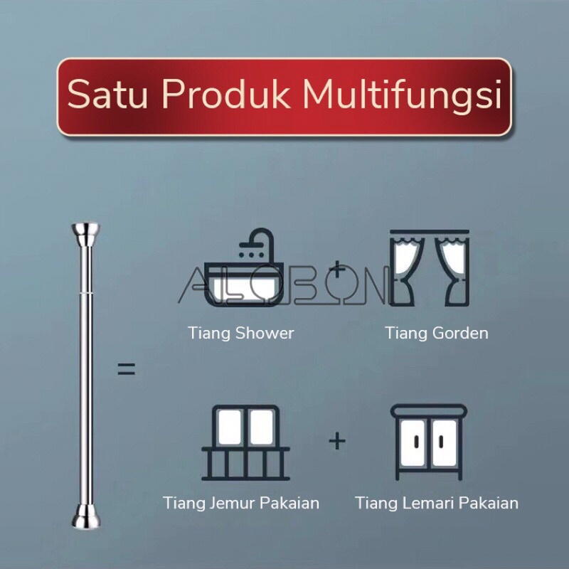 Tiang gantungan flexible tanpa paku/ tiang horden / tiang jemuran / tiang serbaguna kamar mandi toilet dapur jendela gordeng, (COD)Tiang Gorden Fleksibel Jemuran Baju Tiang Jemuran Portable Besi Gorden Rel Hordeng Gantungan Baju/ tiang fleksibel Stainles