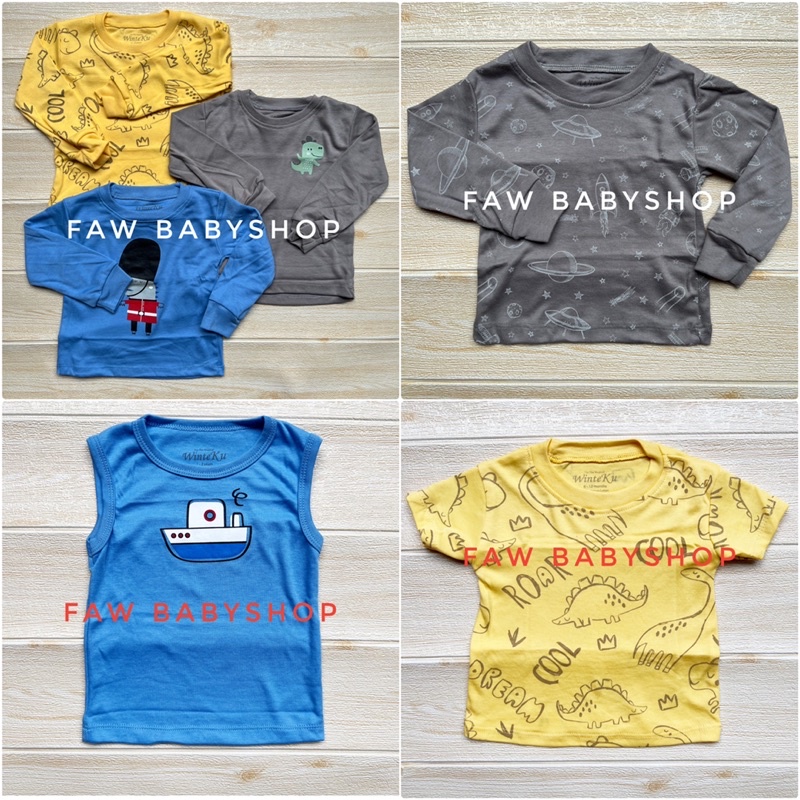 Winteku Baju Kaos Kutung / Pendek / Panjang Anak Bayi SNI size 3-6Bulan/ 6-12Bulan/1-2Tahun