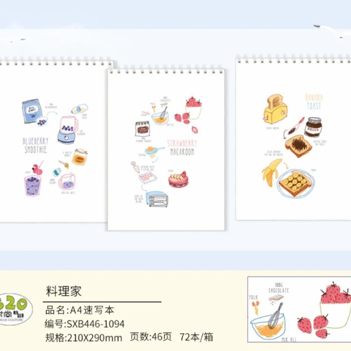 

Hot Sale Sketch Book Spiral A4 Foods & Drinks 46Lembar Hemat