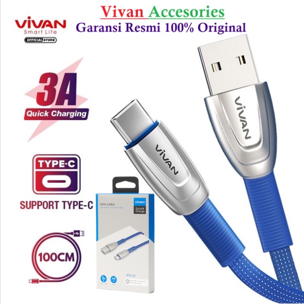 Vivan BTK-CS Kabel Data Cable Type C USB-C Fast Charging 3A 1M Quick