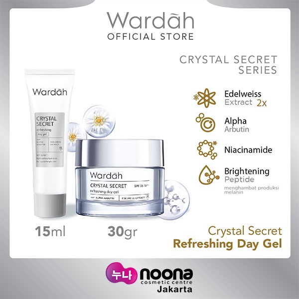 WARDAH CRYSTAL SECRET REFRESHING DAY GEL SPF35 PA+++ 15ML &amp; 30GR